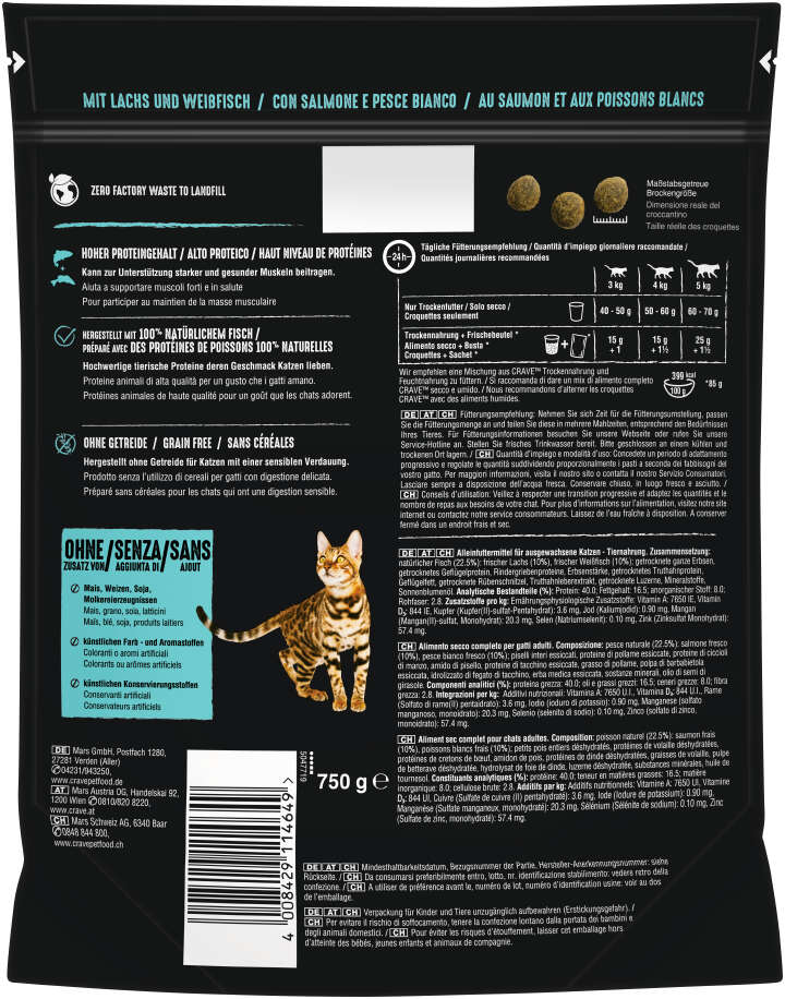 CRAVE Katzen-Trockenfutter Adult Lachs und Weißfisch